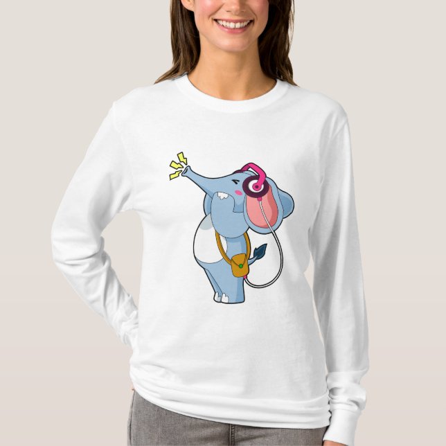 Elephant Headphone Music T-Shirt (Front)