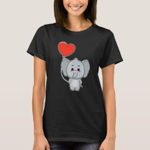 Elephant Heart Balloon Valentines Day Cute Animal T-Shirt