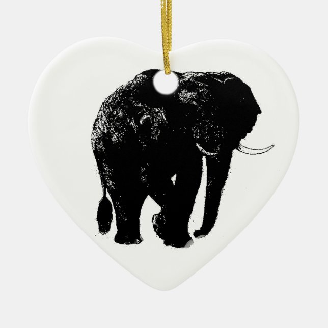 Elephant Heart Ceramic Ornament (Front)