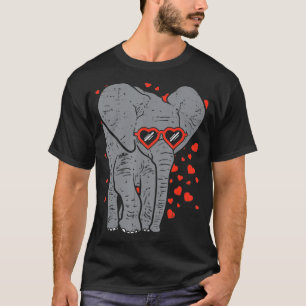 Elephant Heart Glasses Cute Valentines Day Animal  T-Shirt