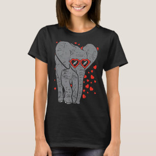 Elephant Heart Glasses Cute Valentines Day Animal T-Shirt