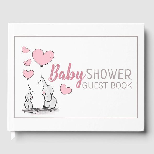 Elephant Hearts Baby Shower Guest Book (Front)