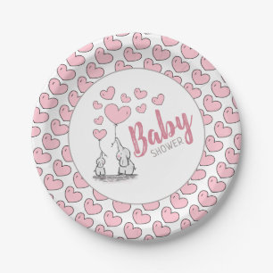 Elephant Hearts Baby Shower Paper Plate
