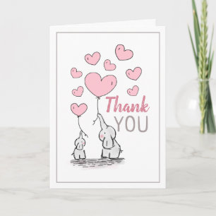 Elephant Hearts Baby Shower Thank You Card