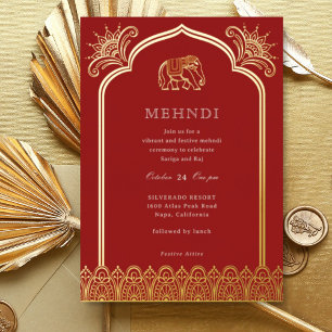 Elephant & Henna Design Pattern Indian Mehndi Gold