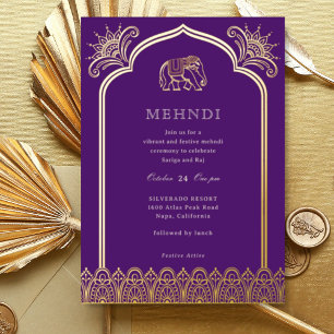 Elephant & Henna Design Pattern Indian Mehndi Gold