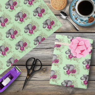 Elephant Henna Lotus Flower Wrapping Paper