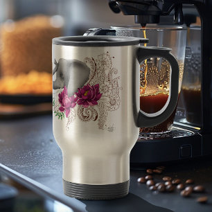 Elephant Henna Lotus Flowers Travel Mug