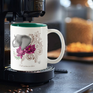 Elephant Henna Lotus Flowers Two-Tone Coffee Mug