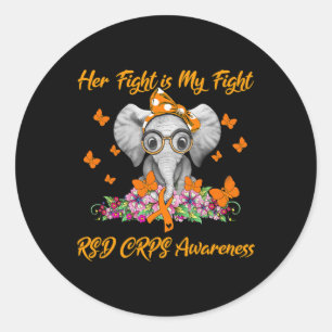 Elephant Her Fight is My Fight RSD CRPS Awareness  Classic Round Sticker