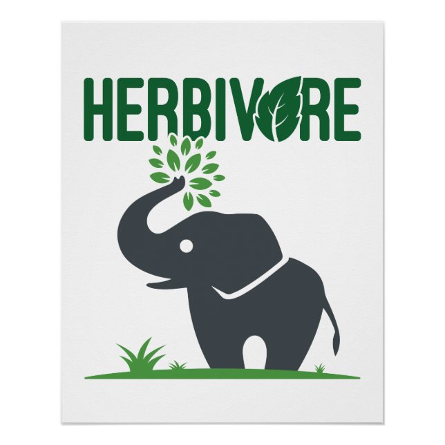 Elephant Herbivore Plant Eating Poster (Front)