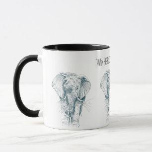 Elephant Herd Ink drawing and a Funny Saying Mug