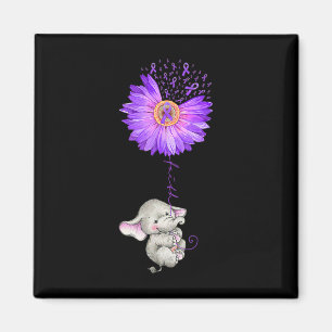 Elephant Hold Purple Sunflower Fibromyalgia Awaren Magnet