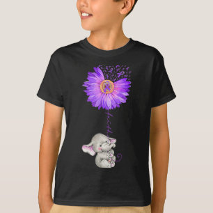 Elephant Hold Purple Sunflower Fibromyalgia Awaren T-Shirt