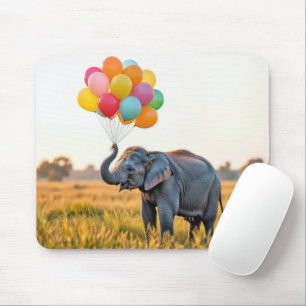Elephant Holding A Balloon Bouquet Mouse Mat