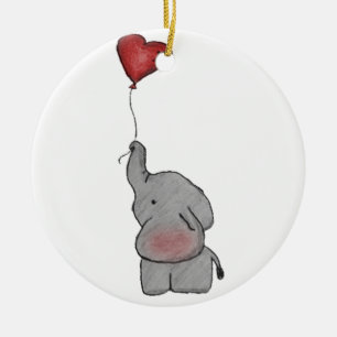 Elephant Holding Balloon Ceramic Tree Decoration
