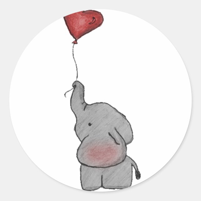 Elephant Holding Balloon Classic Round Sticker (Front)