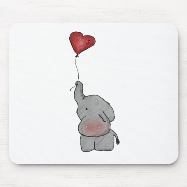 Elephant Holding Balloon Mouse Mat (Front)