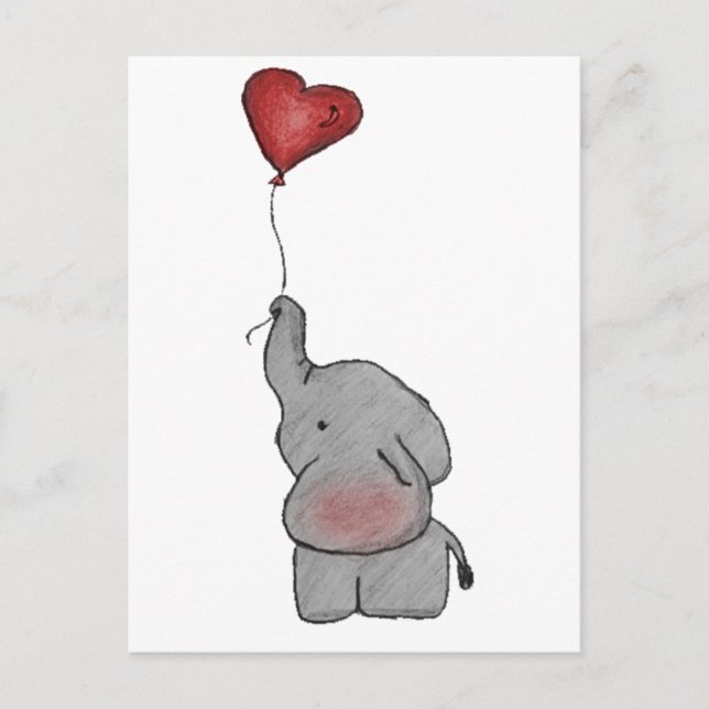 Elephant Holding Balloon Postcard (Front)