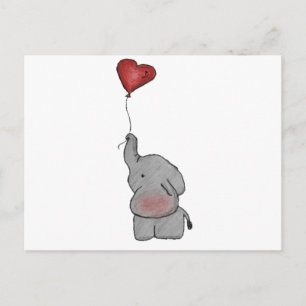 Elephant Holding Balloon Postcard