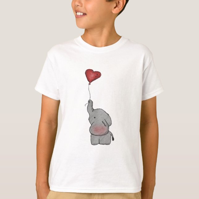 Elephant Holding Balloon T-Shirt (Front)