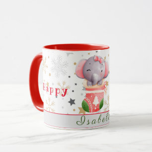 Elephant Holidays Customise Text and Name Mug
