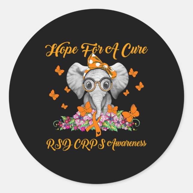 Elephant Hope For A Cure RSD CRPS Awareness  Classic Round Sticker (Front)