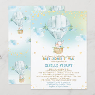Elephant Hot Air Balloon Baby Shower by Mail Boy Invitation