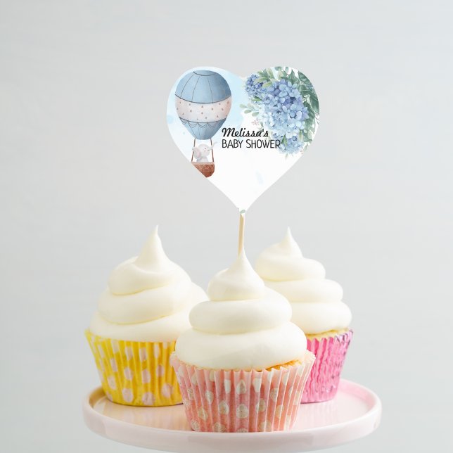Elephant Hot Air Balloon Hydrangea Cupcake Topper Heart Sticker (Creator Uploaded)