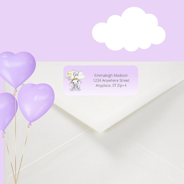 Elephant HotAir Balloon Baby Shower Return Address (Creator Uploaded)