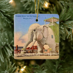 Elephant Hotel Ceramic Ornament