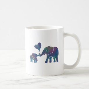 Elephant Hugs Rainbow Mum and Baby with Heart Coffee Mug