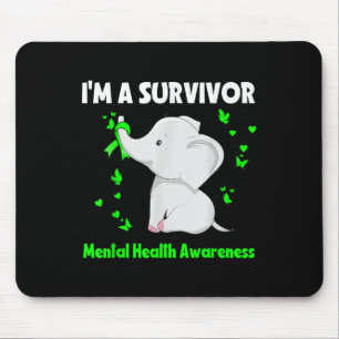 Elephant I’m A Survivor Mental Health Awareness Mouse Mat