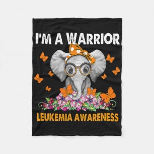 Elephant I’m A Warrior Leukaemia Awareness Fleece Blanket