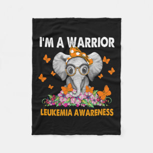 Elephant I’m A Warrior Leukaemia Awareness Fleece Blanket