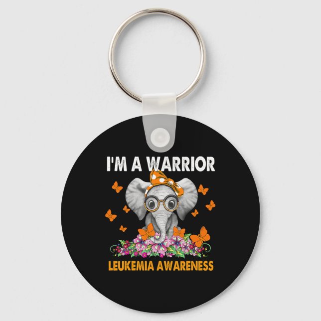 Elephant I’m A Warrior Leukaemia Awareness  Key Ring (Front)