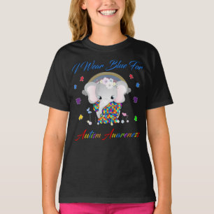 Elephant I Wear Blue For Autism Awareness T-Shirt