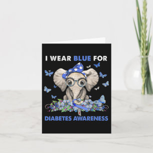 Elephant I Wear Blue For Diabetes Awareness Card
