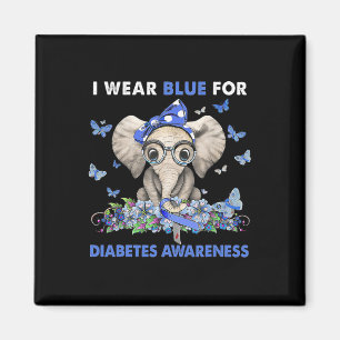 Elephant I Wear Blue For Diabetes Awareness  Magnet