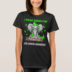 Elephant I Wear Green For LIVER CANCER AWARENESS T-Shirt