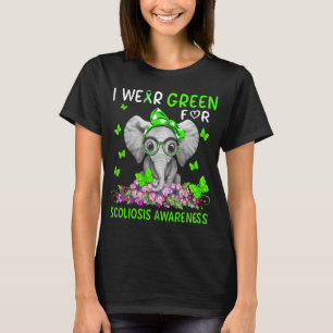 Elephant I Wear Green For Scoliosis Awareness T-Shirt