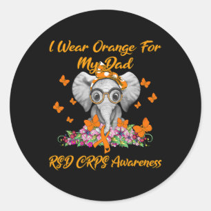 Elephant I Wear Orange For My Dad RSD CRPS Awarene Classic Round Sticker