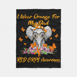 Elephant I Wear Orange For My Dad Rsd Crps Awarene Fleece Blanket