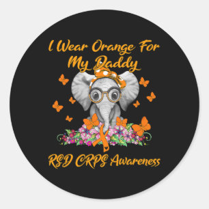 Elephant I Wear Orange For My Daddy Rsd Crps Aware Classic Round Sticker
