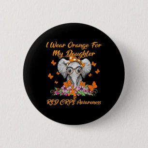 Elephant I Wear Orange For My Daughter Rsd Crps Aw 6 Cm Round Badge
