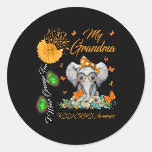 Elephant I Wear Orange For My Grandma RSD CRPS Awa Classic Round Sticker