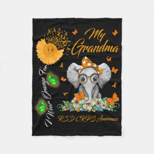 Elephant I Wear Orange For My Grandma Rsd Crps Awa Fleece Blanket