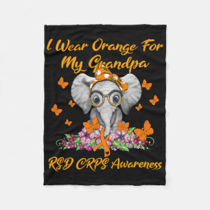 Elephant I Wear Orange For My Grandpa Rsd Crps Awa Fleece Blanket