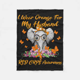Elephant I Wear Orange For My Husnd Rsd Crps Aware Fleece Blanket