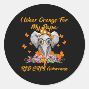 Elephant I Wear Orange For My Papa Rsd Crps Awaren Classic Round Sticker